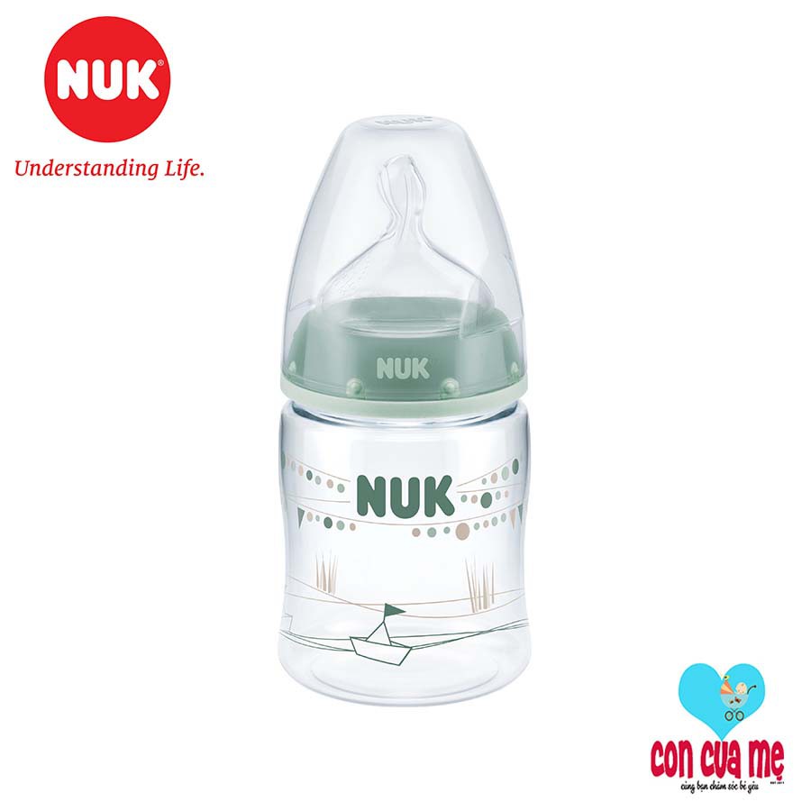 [Chính hãng có tem PP] Bình sữa Nuk nhựa PA 150-300ml núm ti Silicone