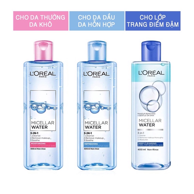 Nước tẩy trang Loreal - L'Oreal Paris 3-in-1 Micellar Water