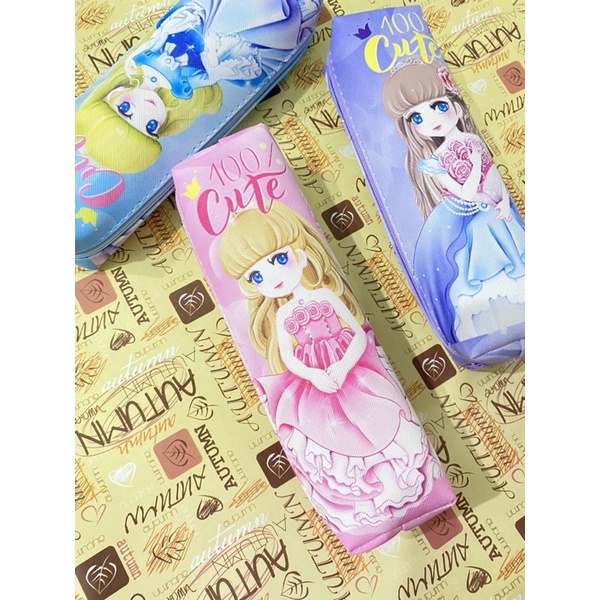 Ví-Hộp đựng bút khoá zip hình siêu nhân, công chúa cho bé