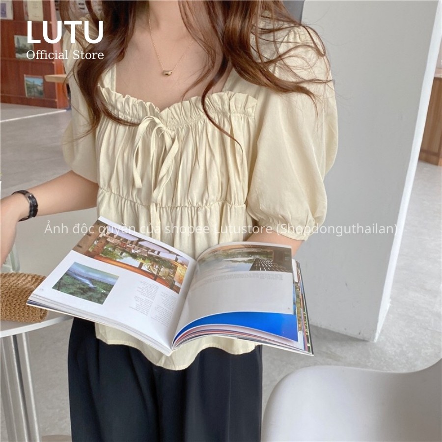 Áo Sơ Mi Nữ Cổ Vuông Bèo Tay Lỡ Dáng Baby Doll Dễ Thương Phong Cách Hàn Quốc | BigBuy360 - bigbuy360.vn