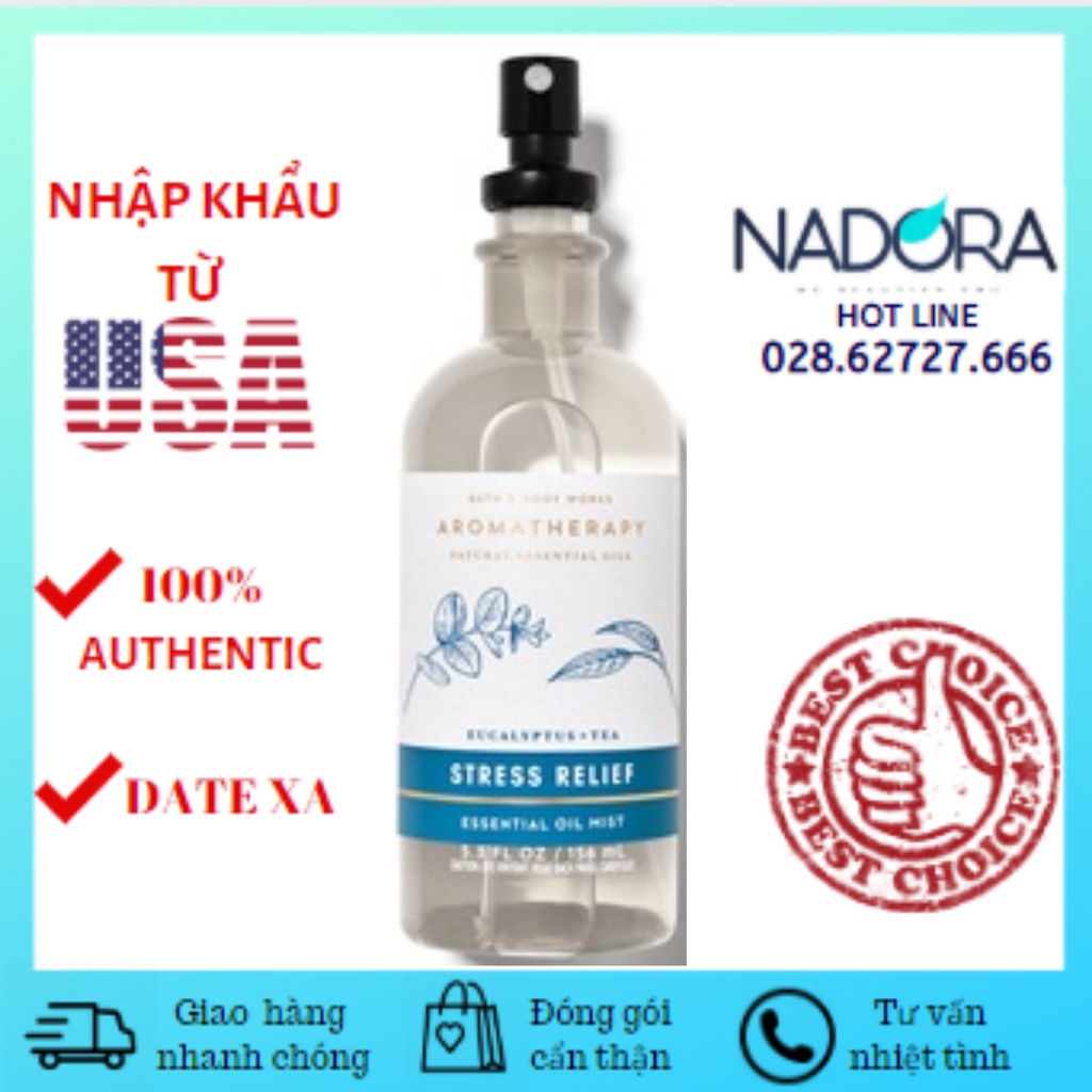 Xịt Thơm Gối Bath and Body Works Stress Relief - Eucalyptus + Tea Pillow Mist