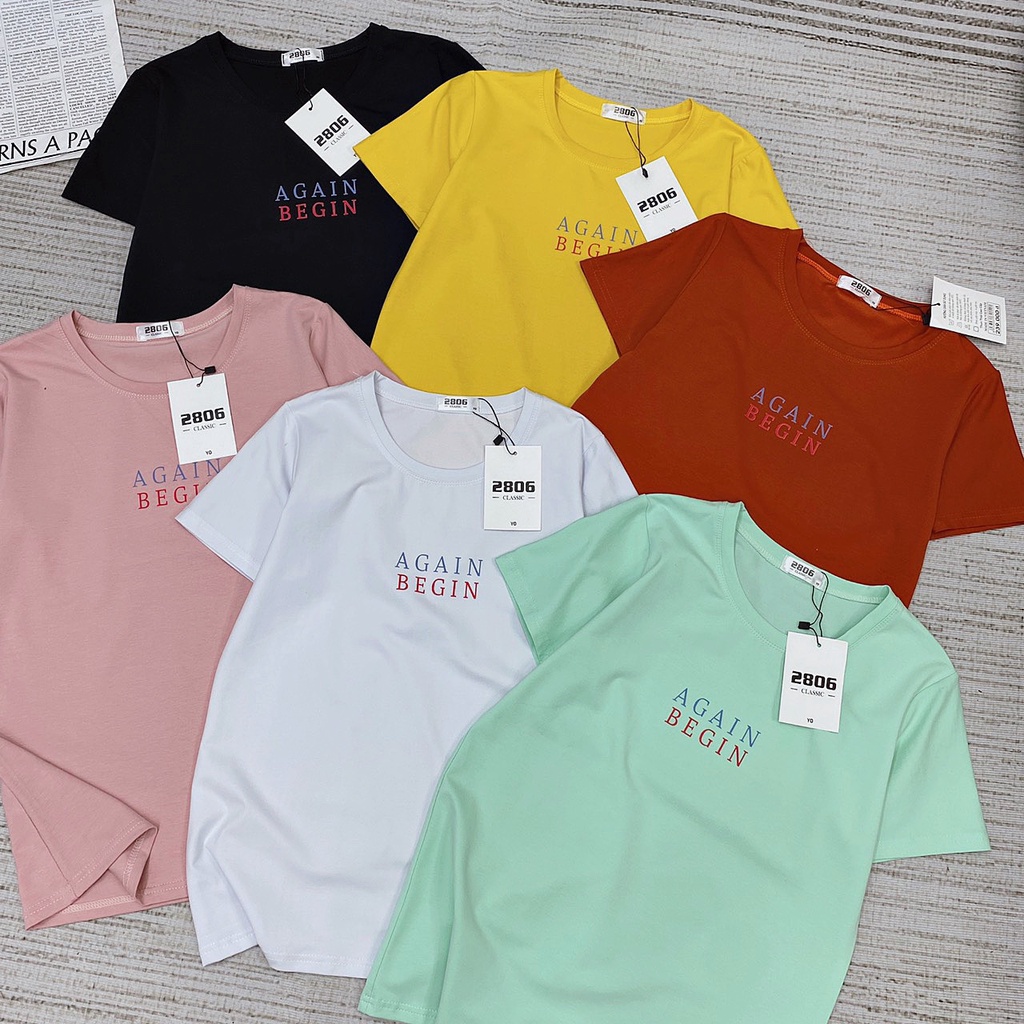 Áo thun thái form ôm vừa áo phông nữ in chữ