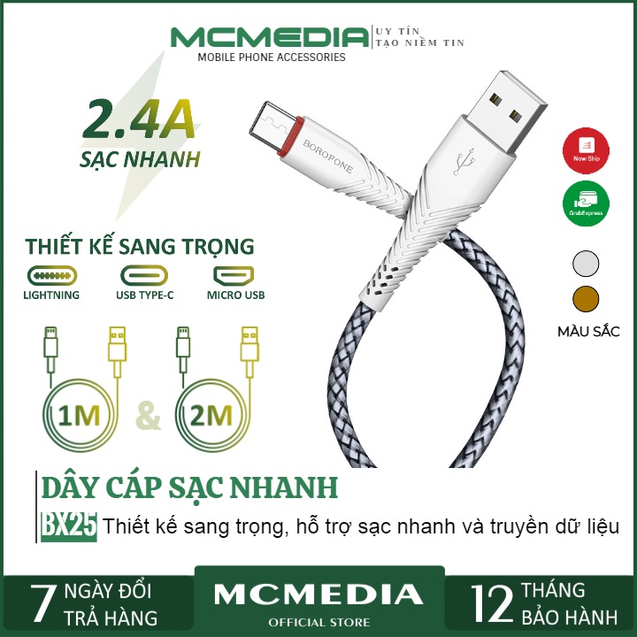 Dây Sạc Nhanh Tốt 1M/2M Chống Đứt Gãy Đầu Cáp BX25 |Ai Phôn| Micro USB |Type C| Dây Cáp Sạc Nhanh Và Truyền Dữ Liệu