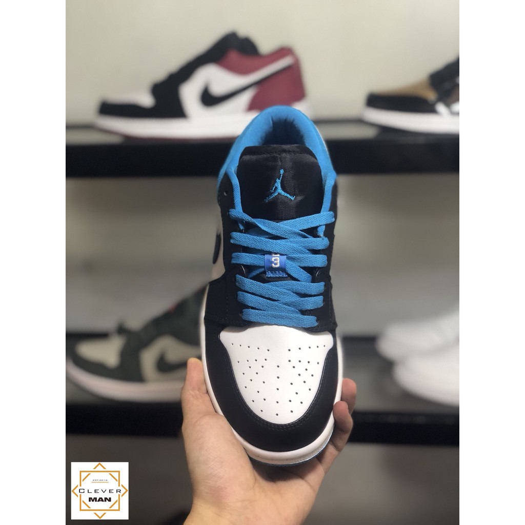 (FREESHIP+FULLBOX) Giày Thể Thao AIR JORDAN 1 Low Laser Blue (GS) đen Trắng Gót Xanh Dương Cổ Thấp Clever Man Store