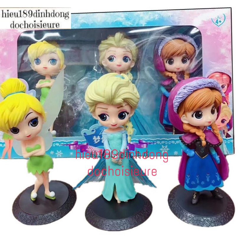 Bộ 3 mô hình tĩnh công chúa Disney có đế bạch tuyết , bell , rapunzel