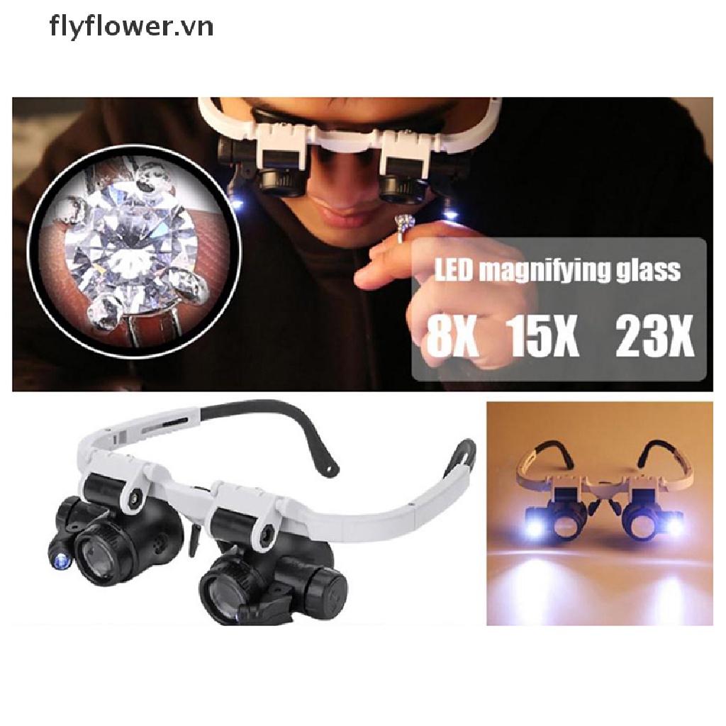 Kính Lúp Đeo Đầu Phóng Đại 8X 15X 23X Có Đèn LED Chuyên Dụng