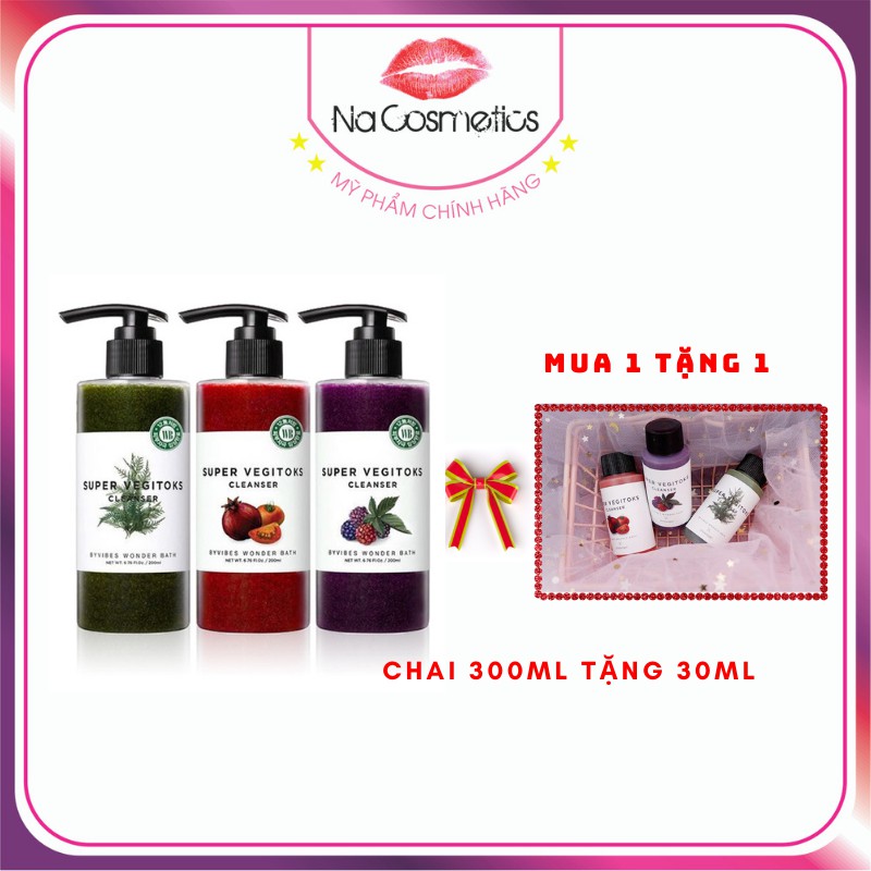 Sữa rửa mặt rau củ thải độc Super vegitoks cleanser Wonder bath Full size - 300 ml chính hãng Hàn Quốc,Na cosmetics