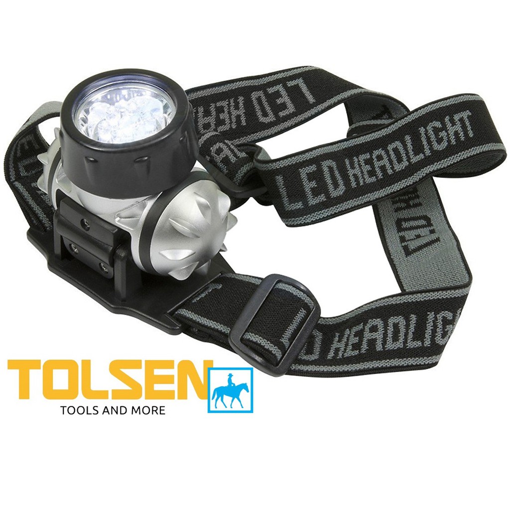 TOLSEN Đèn Đội Đầu Đèn Soi Chiếu Xa 7 LED 50Lumens 60011 Tặng 3 Pin AAA