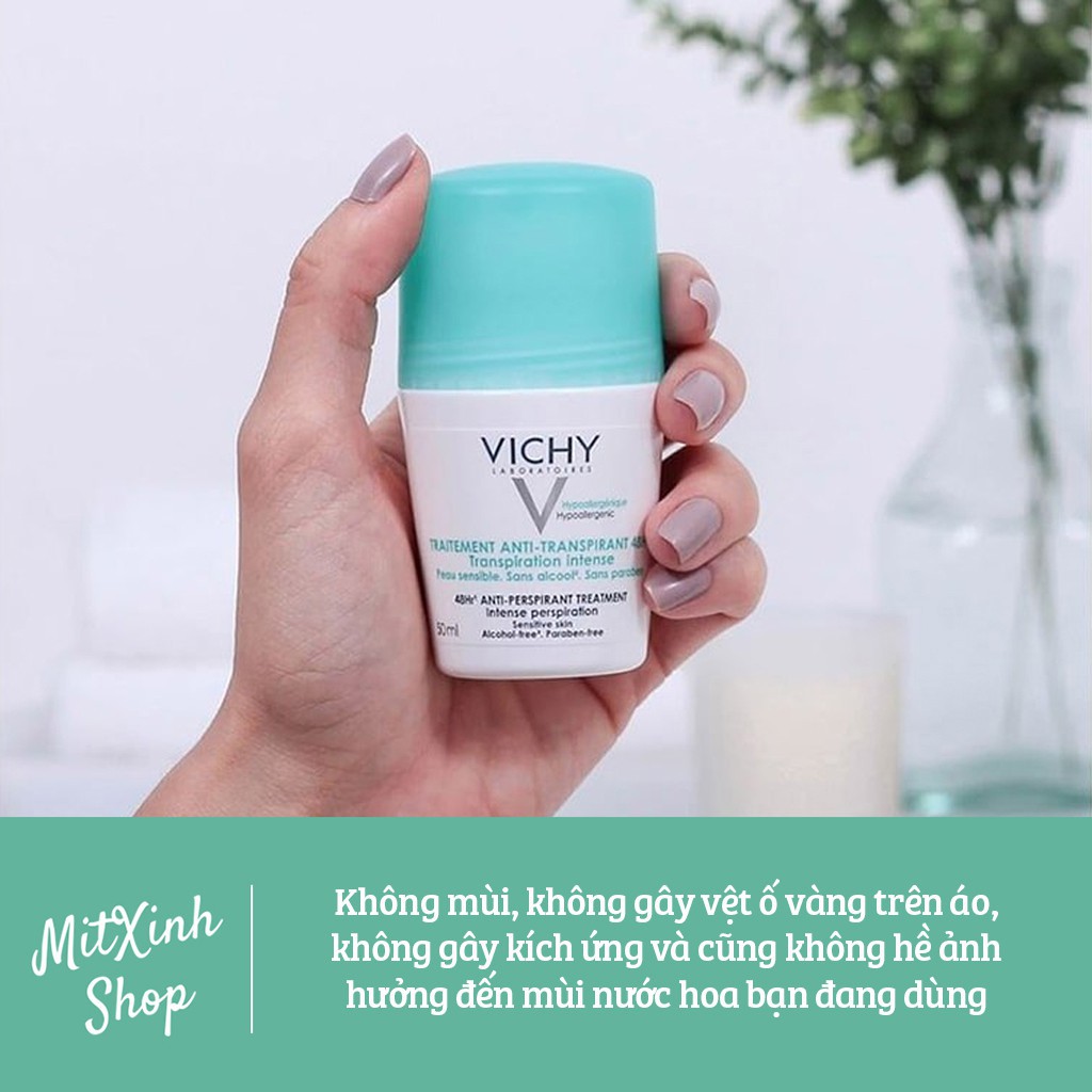 Lăn Khử Mùi Dưỡng Da Mềm Mịn Vichy Giữ Da Khô Thoáng Suốt Cả Ngày - Cam kết hàng chính hãng