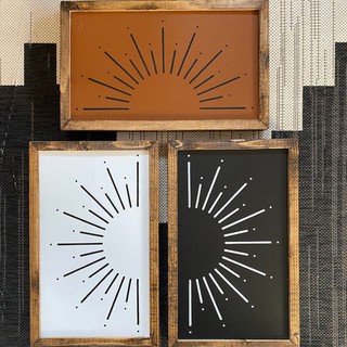 01 Tranh - Sunburst Wall Art | Nghệ thuật Mặt trời | Trang trí tường Boho | 01 tranh | Sunshine Wood Art