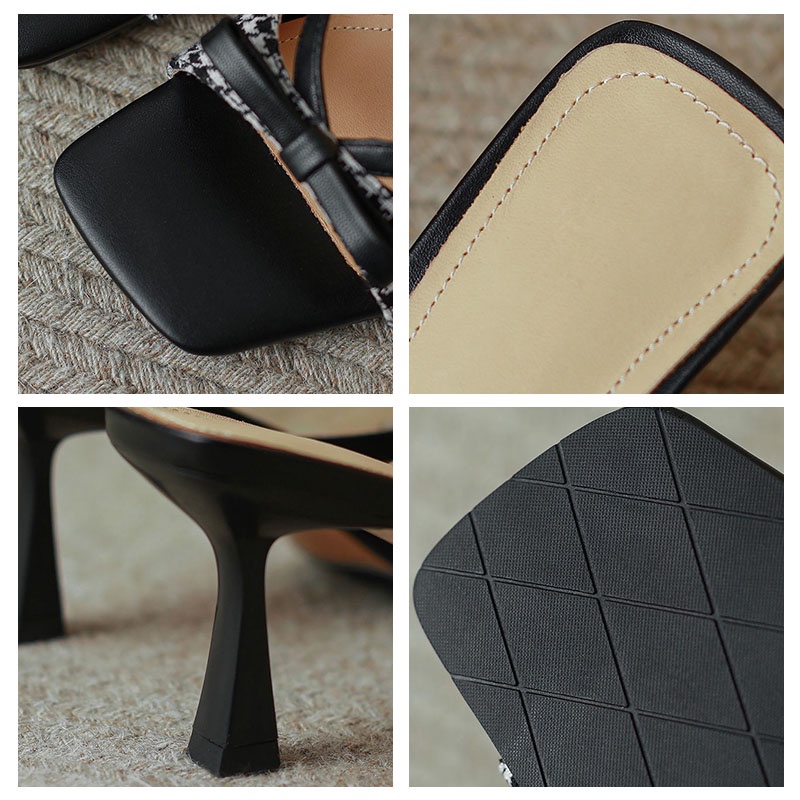 Dép Sandal Cao Gót Mũi Vuông Thời Trang Dành Cho Nữ