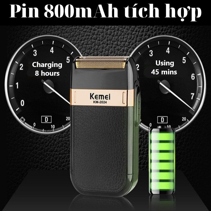 [Tặng 2 kéo] Máy cạo râu khô - Tông đơ cắt tóc chuyên nghiệp Kemei 2024 không dây sạc pin tiện lợi