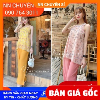 Ảnh thật ⚡ set yếm hoa xinh xắn - tp76 - set yếm hoa kèm quần ống rộng