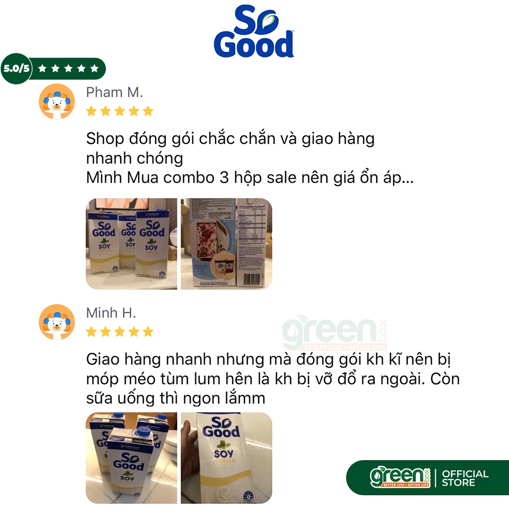 Sữa đậu nành So Good Úc 1L nguyên chất, ít béo, hương vani, calo thấp, phù hợp mẹ bầu