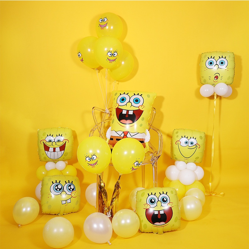 Bong bóng lá nhôm hình hoạt hình SpongeBob 33 inch dùng trang trí tiệc sinh nhật cho bé