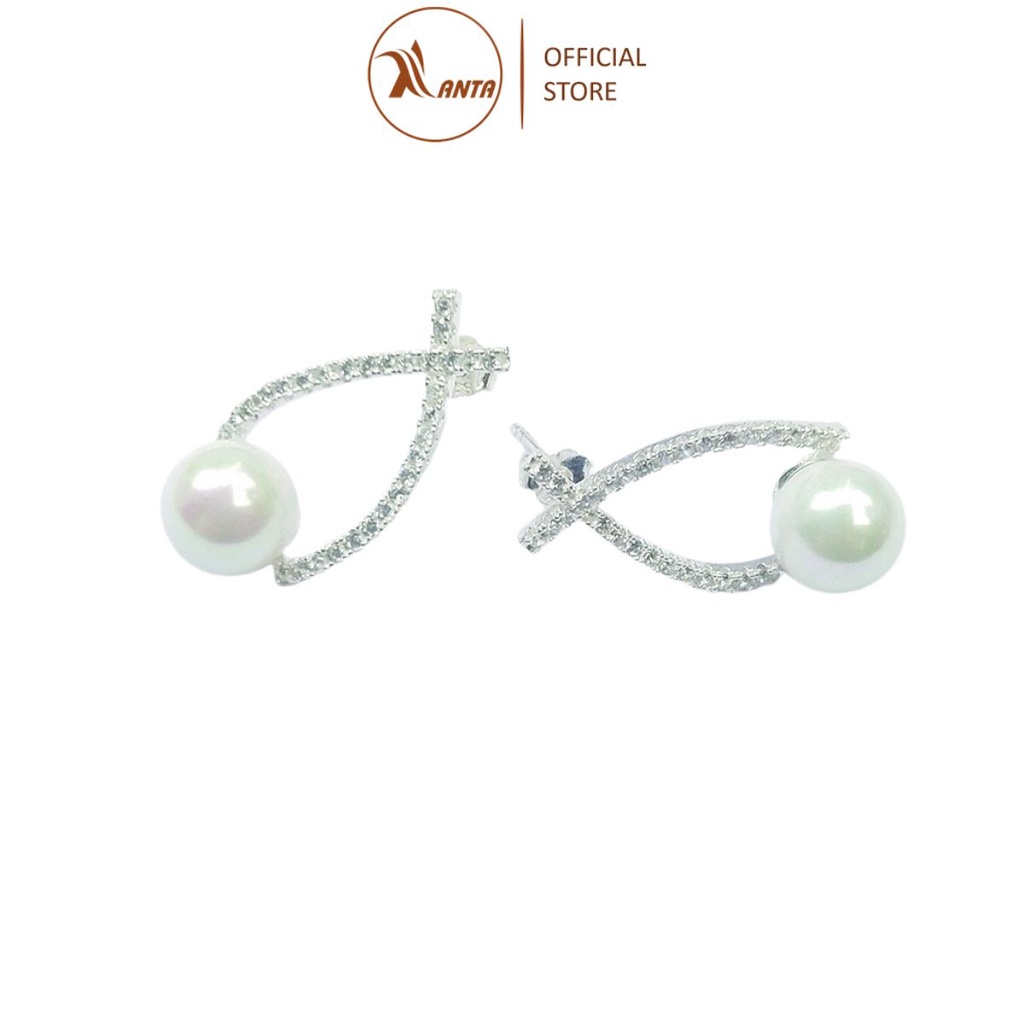 Bông tai bạc  ANTA Jewelry kiểu dáng đính ngọc trai nhân tạo, mẫu khuyên đang được ưa chuộng  AT30171B