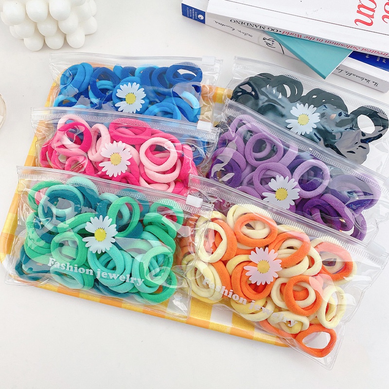 Set 50 dây cột tóc co giãn nhiều màu sắc xinh xắn tiện dụng