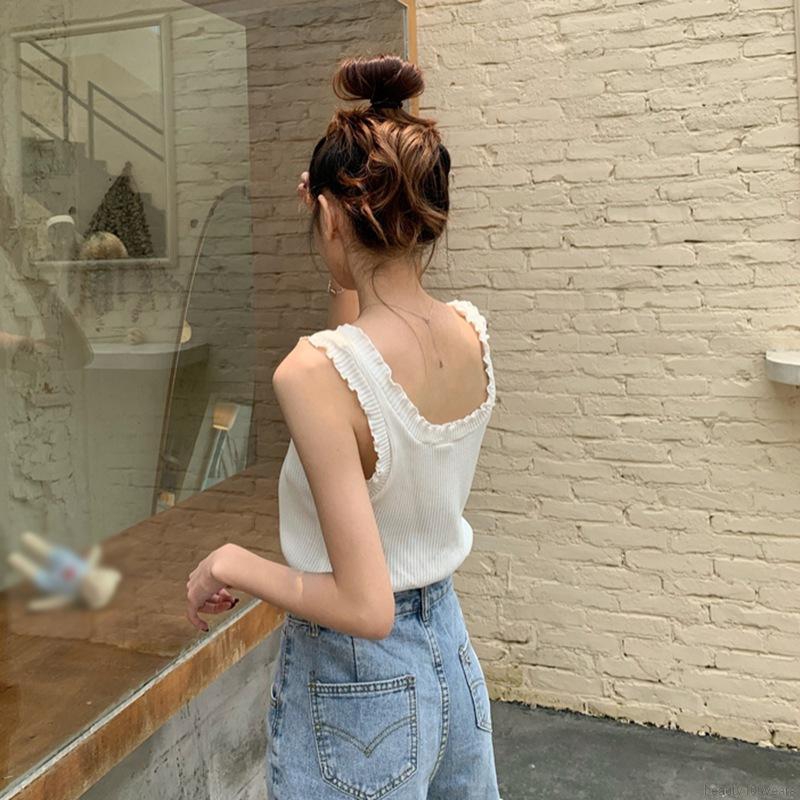 Áo không tay dệt kim dáng ôm màu trơn gợi cảm cho nữ | BigBuy360 - bigbuy360.vn