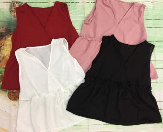 Áo sát nách phối nơ