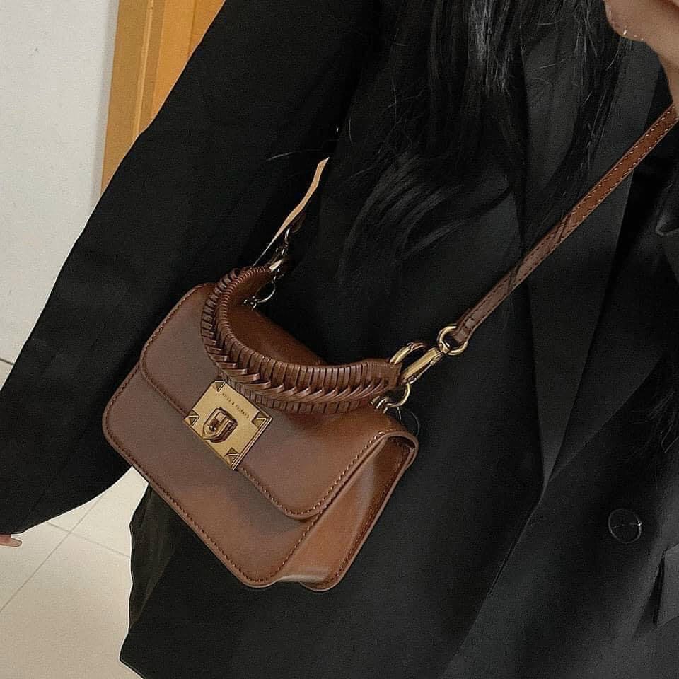 Túi xách đeo chéo quai tết cnk, túi cầm tay Jansi - likeaut sz18