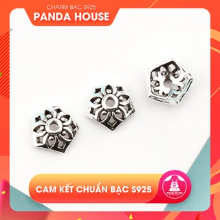 Charm bạc s925 chụp hạt, bọc hạt họa tiết hoa văn 7.5mm - Panda House