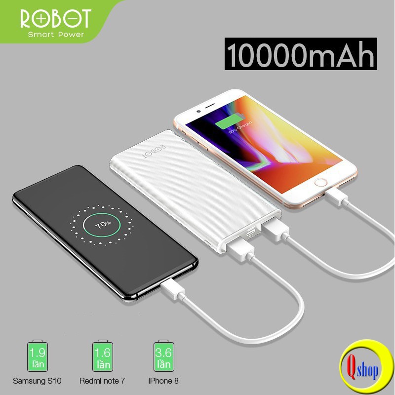 Pin sạc dự phòng ROBOT RT170 dung lượng 10.000mAh - 2 Output &amp; 2 Input Chính hãng