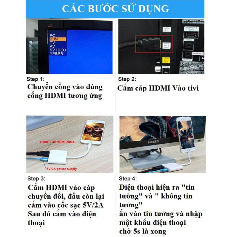 Cáp chuyển Lightning to HDMI cho Iphone, ipad chất lượng cao 1080P, HDMI cho iphone, lightning sang HDMI