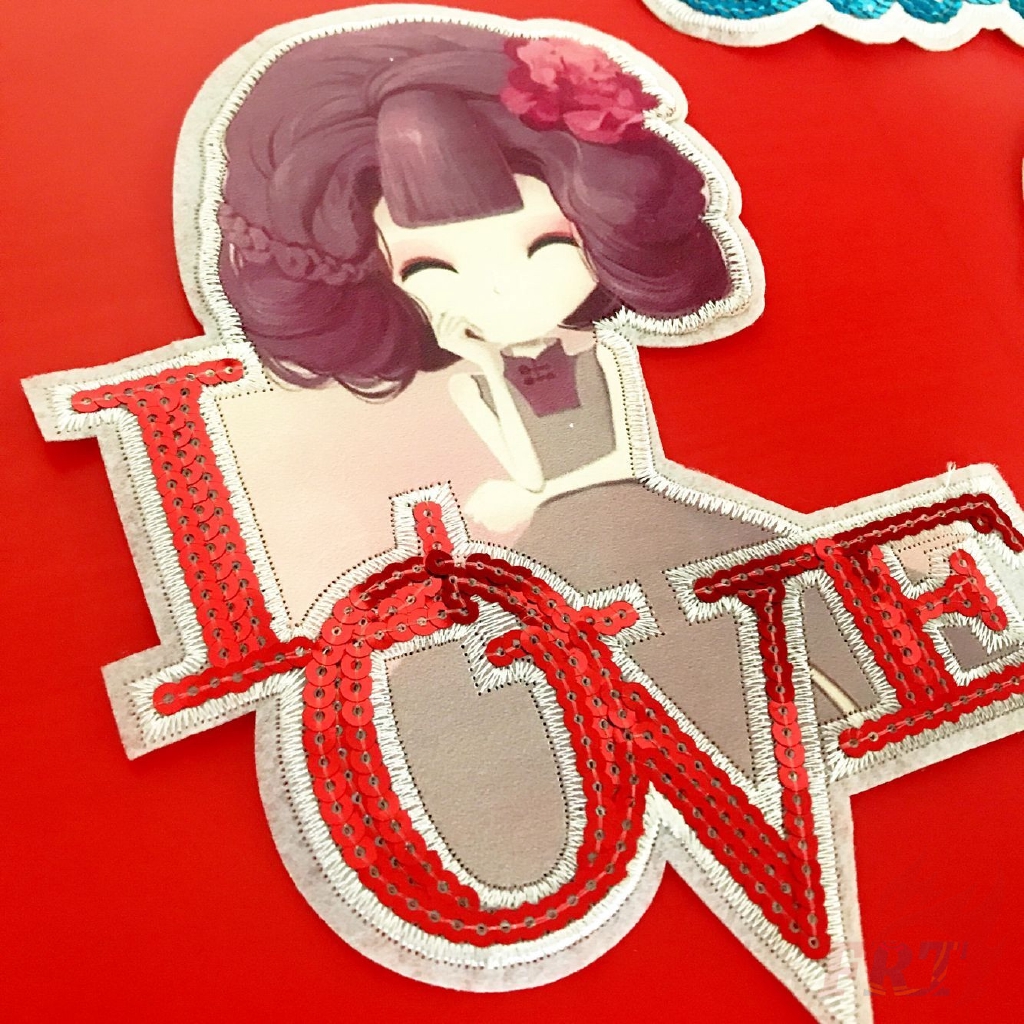 Miếng vá ủi thêu hình cô gái trẻ trung L-11121 phối kim sa nhiều kiểu tuỳ chọn