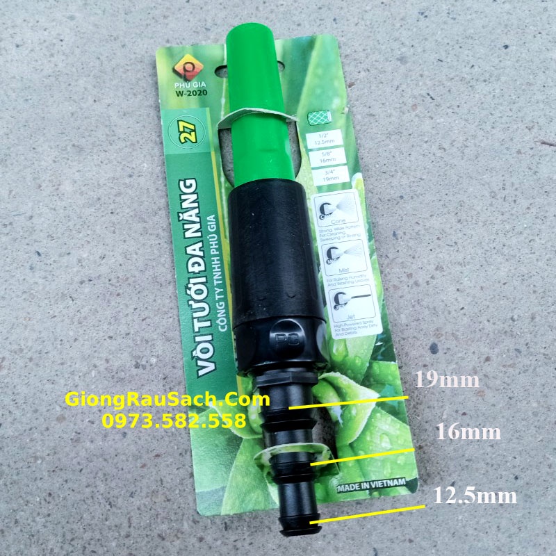 Đầu Vòi Tưới Cây Tăng Áp Đa Năng 27 - 34 Nối trực tiếp ống dây hoặc máy bơm (TẶNG đai INOX)