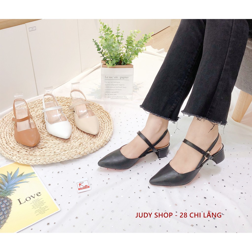 Giày Sandal Nữ - Giày Sandal Bít Mũi Vintage Khuy Cao 4p