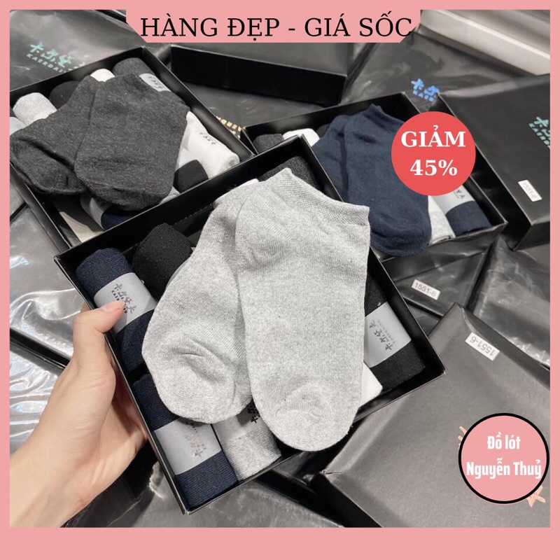 Hộp 10 Đôi Tất Vớ Cổ Ngắn Nam Nữ Chống Hôi Chân