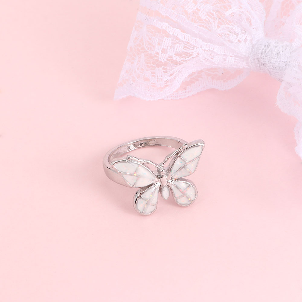 Nhẫn Đeo Tay Kim Loại Đính Đá Opal Giả Thời Trang Cho Nữ