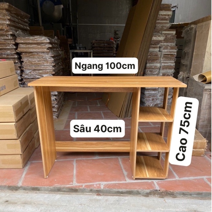 Bàn làm việc 💗FREESHIP💗 Bàn học sinh gỗ MDF kết hợp kệ sách tiện dụng Mẫu Mới Màu Vân Gỗ