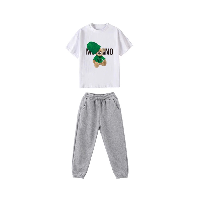 Set Đồ Thể Thao Họa Tiết Mặt Gấu Phong Cách Phương Tây Xinh Xắn Dành Cho Bé Gái