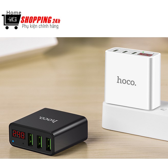 Cốc Sạc Nhanh Hoco C15 3 USB - Màn Hình LCD