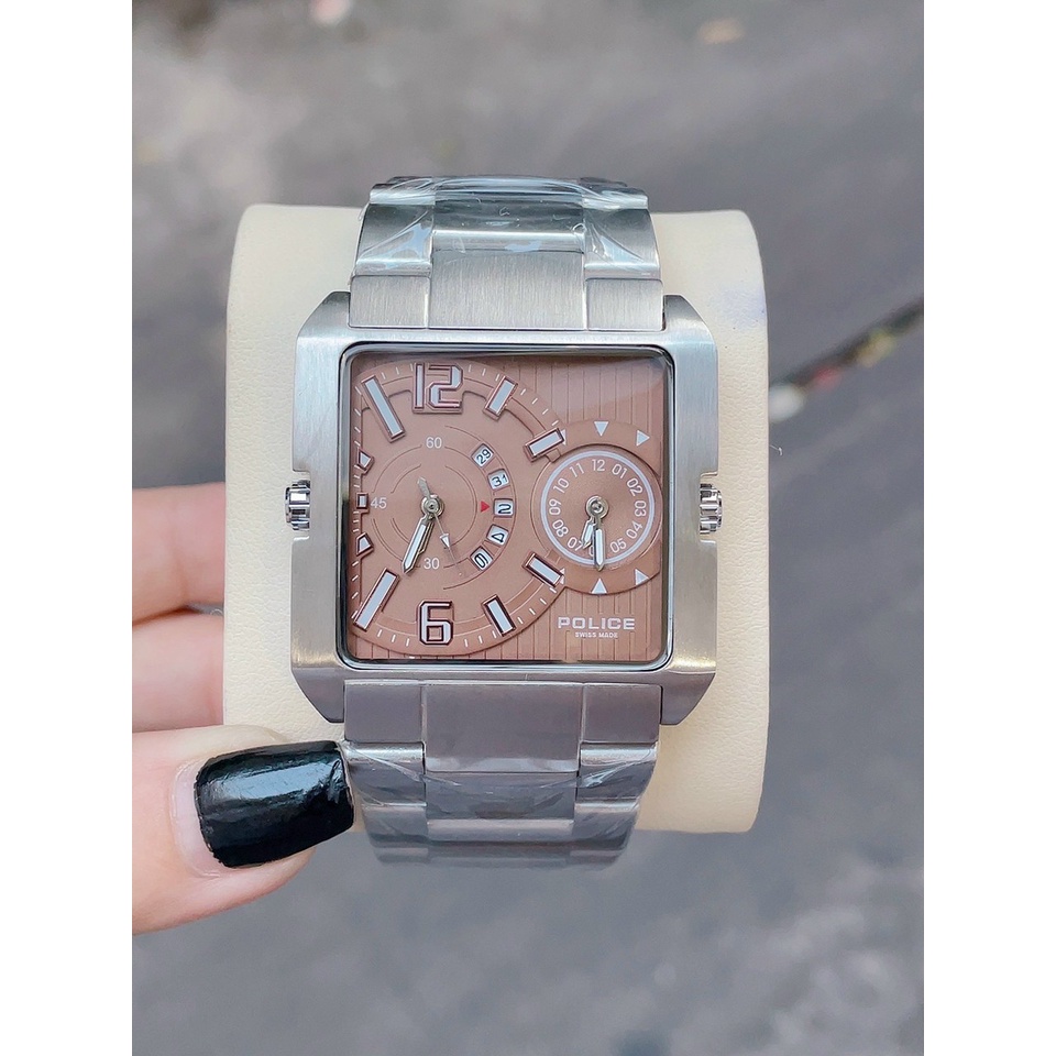 Đồng Hồ Nam Police 1064G Dây Thép , Size 40mm , Hai Máy Chạy Song Song