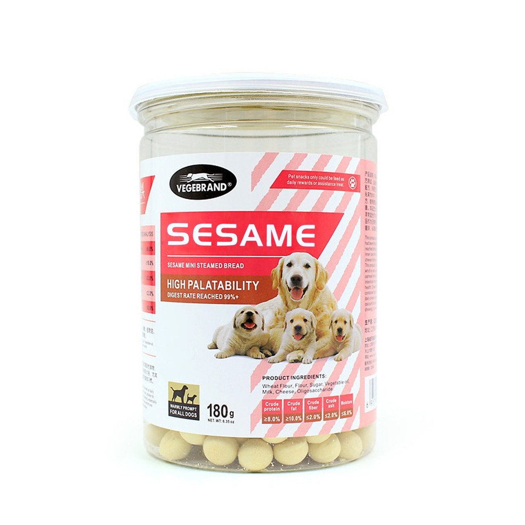 Bánh quy thưởng vị sữa phô mai Sesame cho chó hộp 180gr / Bánh huấn luyện Vegebrand cho cún  - Tạp Hóa Thú Cưng Happy