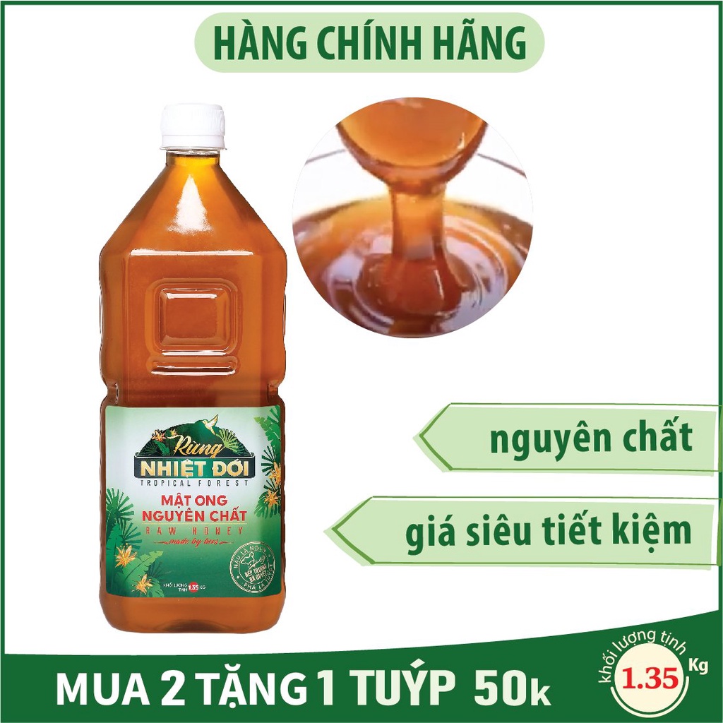 Mật ong nguyên chất Rừng Nhiệt Đới 1350g - Mật ong rừng nguyên chất