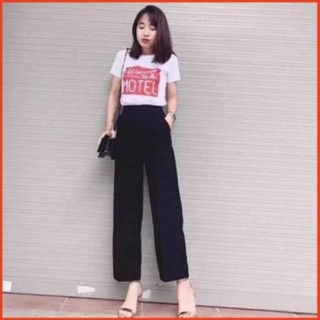 Quần Nữ Ống Suông Rộng Cạp Cao Khóa Trước, Quần Tây Nữ Chất Liệu Trượt Cao Cấp Hàng Thiết Kế