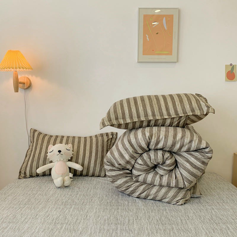 Cotton Poly Nhập Khẩu - Kẻ Ngang Xám Mờ (SP001329)