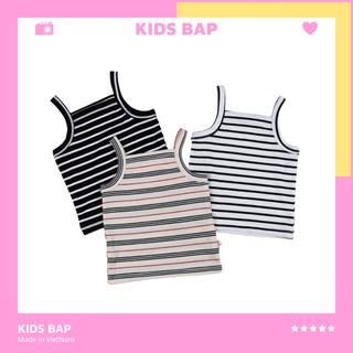 Áo kẻ 2 dây cho bé gái chất cotton 4 chiều cho bé 8-18kg
