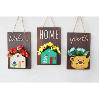 Bảng hoa treo tường bằng gỗ xinh xinh
