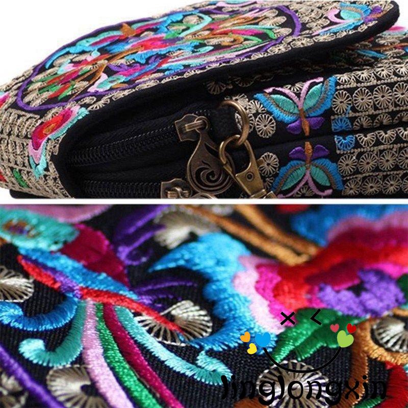 Túi Vải Đeo Chéo Thêu Hoa Phong Cách Cổ Điển