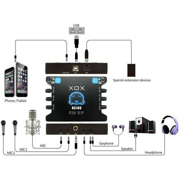 Soundcard thu âm XOX K10 /KS108 karaoke online tặng kèm cáp kêt nối âm thanh -dc2316