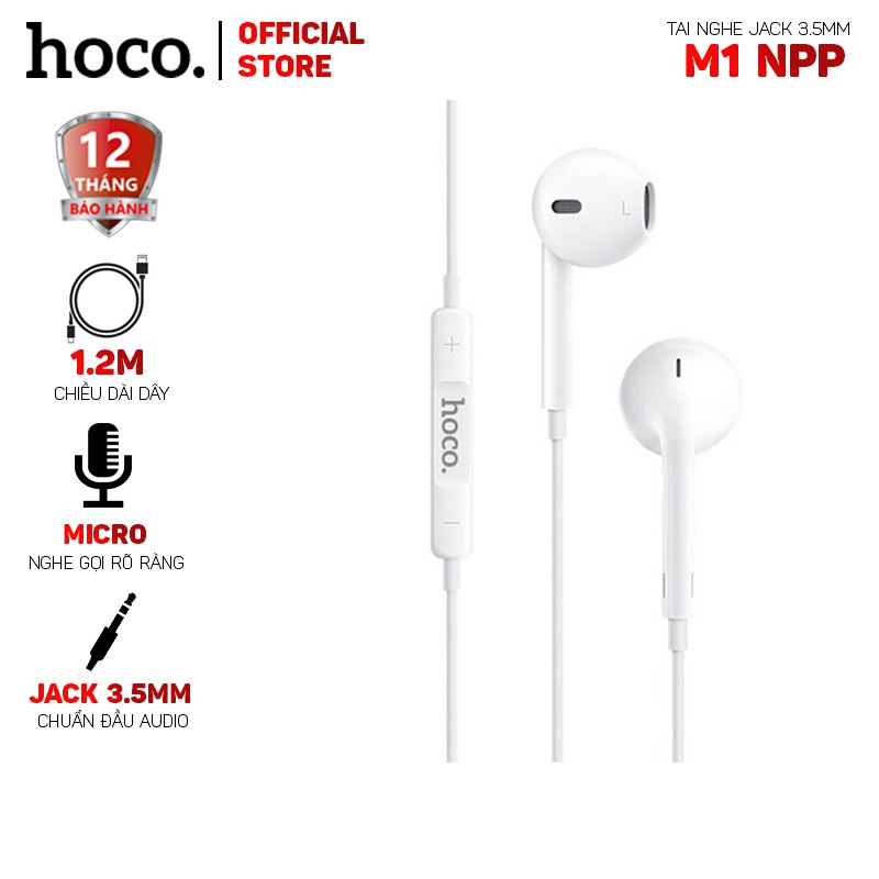 Tai nghe Hoco M1 NPP dài 1.2m- Dành cho thiết bị hỗ trợ jack 3.5mm