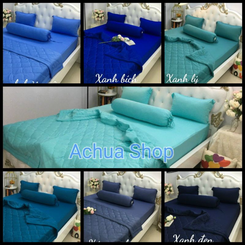 KÈM MỀN MÀU TRƠN MÁT LẠNH MỀM MƯỚT TÔNG XANH