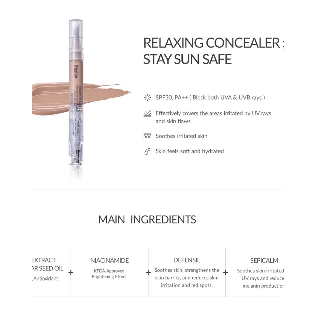 [CÓ HÓA ĐƠN LOTTEDUTYFREE] Bút Che Khuyết Điểm HUXLEY RELAXING CONCEALER STAY SUN SAFE