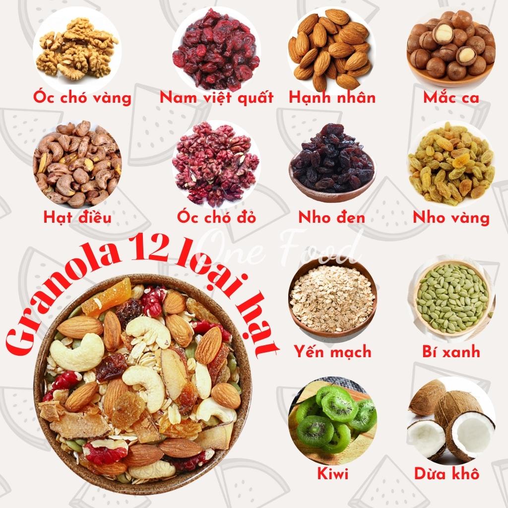 Granola Siêu Hạt, Ngũ Cốc GIảm Cân Ăn Kiêng Dinh Dưỡng Sữa Chua Siêu Ngon, Hạt Mix, OneFood68