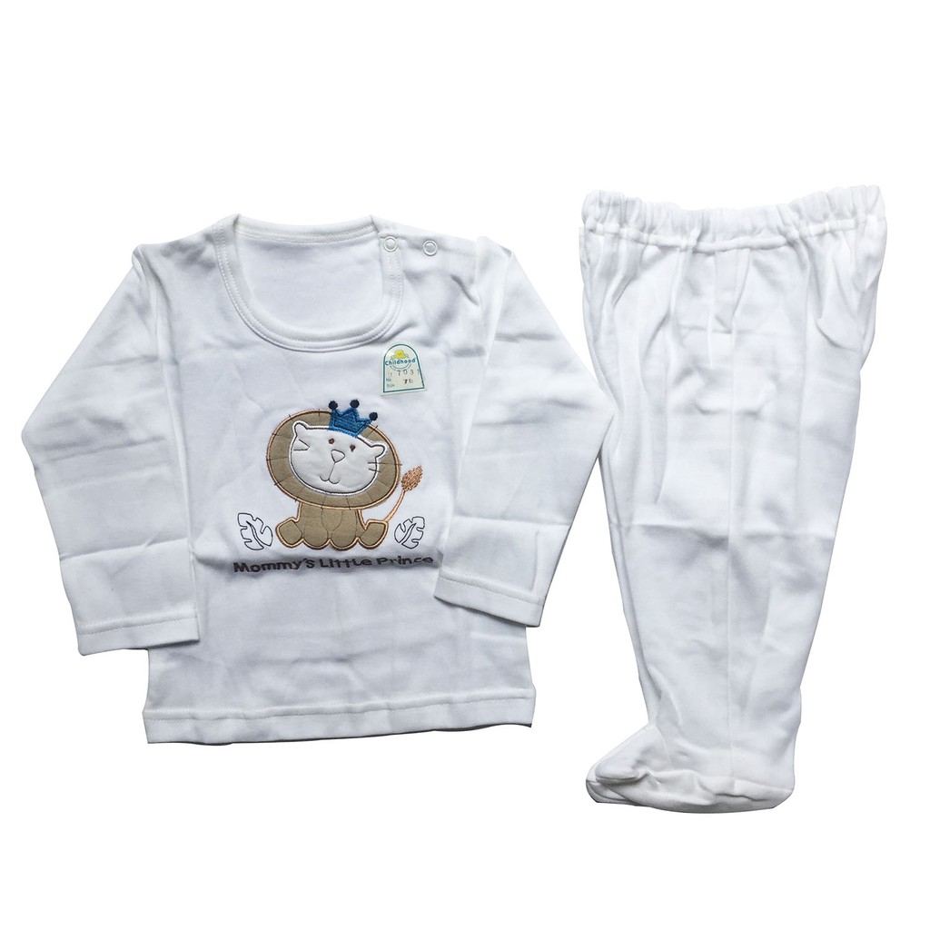 Bộ dài tay gấu trắng cotton cao cấp