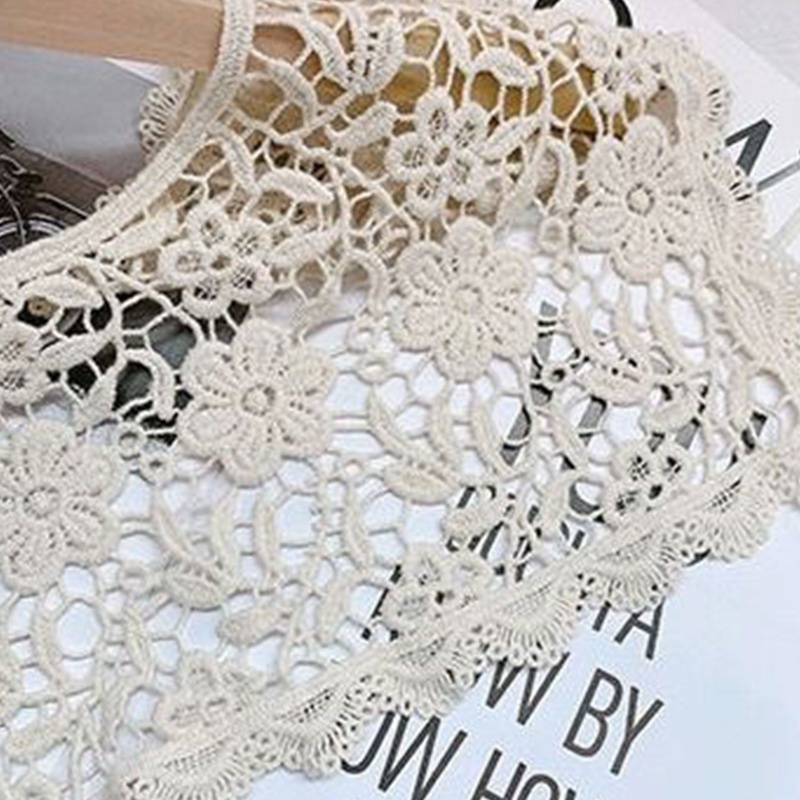 Khăn Choàng Ren Rỗng Thêu Hoa Đính Nút Ngọc Trai Ngọt Ngào Có Thể Tháo Rời Cho Nữ